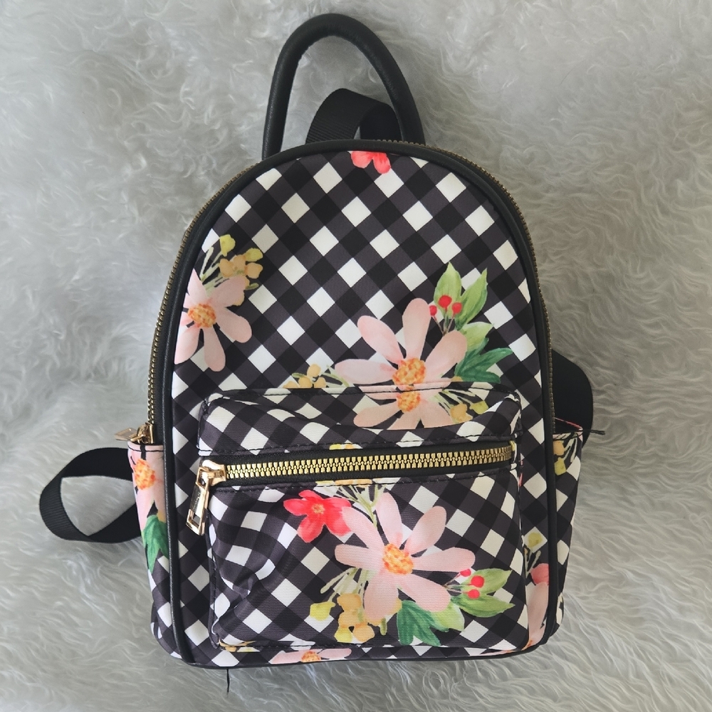 Lily Bloom Black and White Backpack‎ with Floral Accents